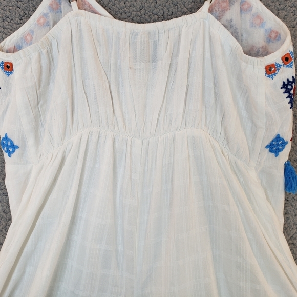 Area Star Maria Checked & Embroidered Asymmetrical Pull Over Cotton Dress Sz L - Picture 13 of 16